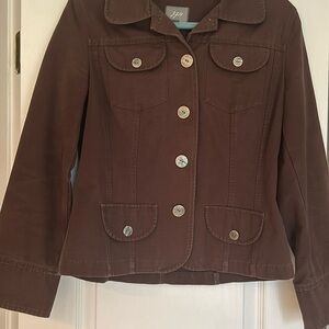 J Jill brown long sleeved jacket size small light cotton corduroy Great for work